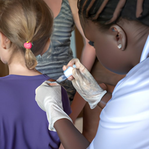 Image générée par l'API de Dall-e, d'un docteur administrant un vaccin à un enfant